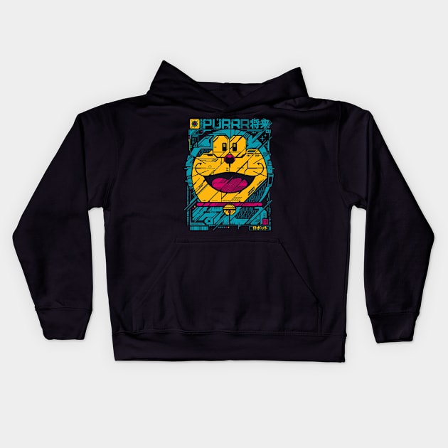 Cyber Purrr - Dorae Kids Hoodie by StudioM6